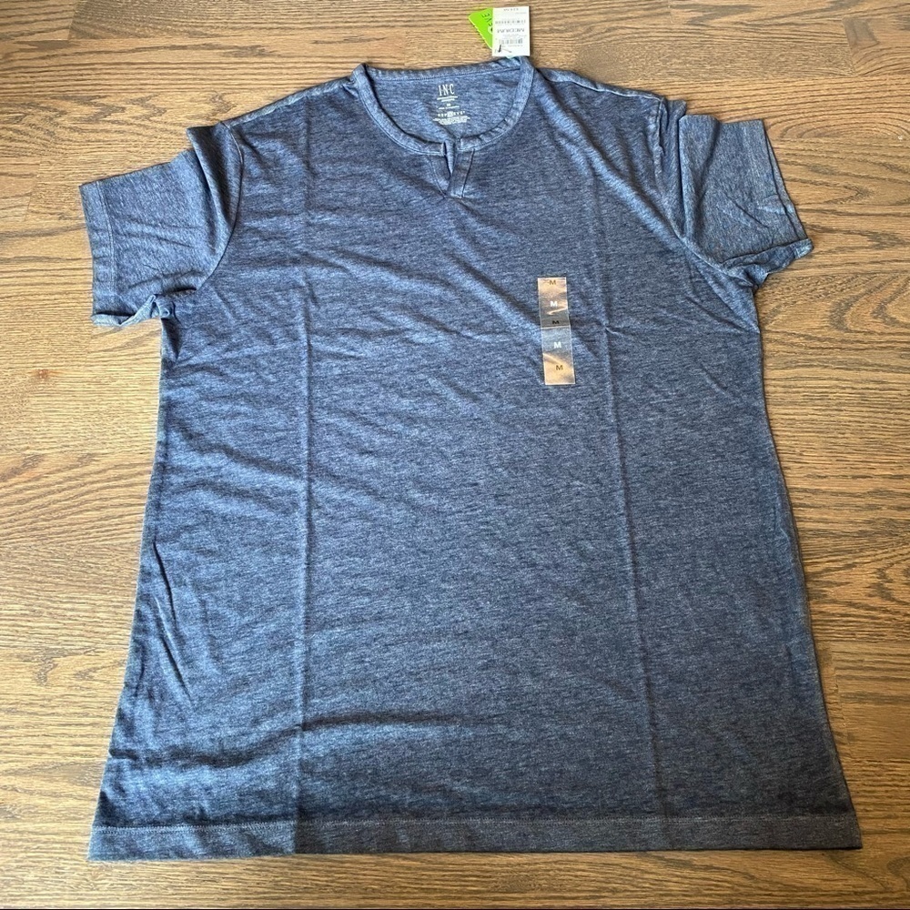 Mens NWT INC notched or split neckline short sleeve shirt size large